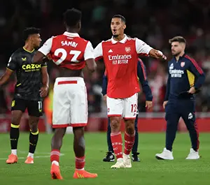Arsenal's William Saliba Celebrates after Arsenal FC vs Aston Villa, Premier League 2022-23