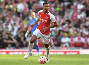 Arsenal's William Saliba Chases Victory: Arsenal FC vs Manchester United, 2023-24 Premier League