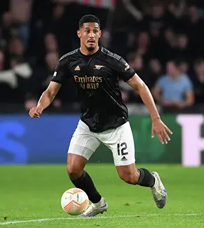 PSV Eindhoven V Arsenal 2022-23 Prints: Arsenal's William Saliba Clashes with PSV Eindhoven in Europa League Showdown
