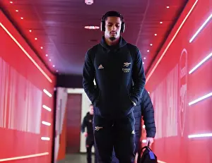Arsenal's William Saliba Gears Up Before Arsenal v West Ham United (2022-23)
