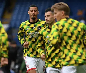 Arsenal's William Saliba Warms Up Ahead of Chelsea Showdown - Premier League 2022-23