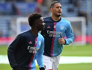 Arsenal's William Saliba Warms Up Ahead of Leicester City Clash - Premier League 2022-23
