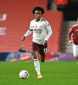 Manchester United V Arsenal 2020-21 Prints: Arsenal's Willian Faces Manchester United in Empty Old Trafford (Manchester United vs Arsenal)