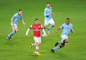 Arsenal V Manchester City 2012-13 Prints: Arsenal's Wilshere Faces Off Against Manchester City's Midfield Trio: Milner