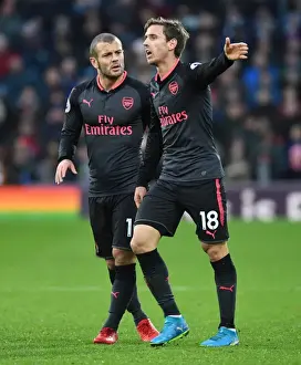 Burnley V Arsenal 2017-18 Prints: Arsenal's Wilshere and Monreal in Action: Burnley vs Arsenal (2017-18)