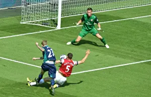 Arsenal V Sunderland 2012-13 Prints: Arsenal's Wojciech Szczesny Saves from Sunderland's James McClean at Emirates Stadium