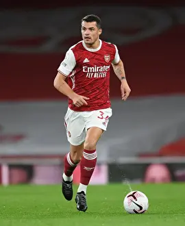 Arsenal's Xhaka in Action: Emirates Stadium Showdown against Leicester City (2020-21)
