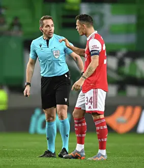 Sporting Lisbon V Arsenal 2022-23 Prints: Arsenal's Xhaka Argues with Referee in Sporting Lisbon Showdown - UEFA Europa League 2022-23