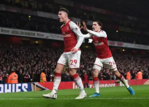 Arsenal V Liverpool 2017-18 Prints: Arsenal's Xhaka and Bellerin: Unstoppable Partnership in Action - Scoring Against Liverpool (2017-18)