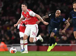Arsenal V Everton 2019-20 Prints: Arsenal's Xhaka Clashes with Everton's Delph in Premier League Showdown