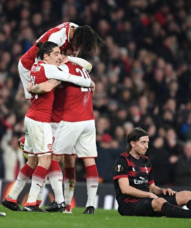 Arsenal's Xhaka, Elneny, Bellerin, and Ramsey Celebrate Europa League Goals Against AC Milan