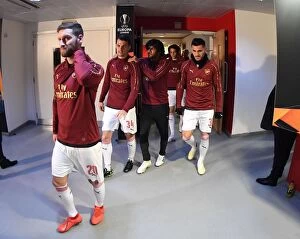 Images Dated 2nd May 2019: Arsenal's Xhaka, Elneny, and Kolasinac Prepare for UEFA Europa League Semi-Final Showdown against
