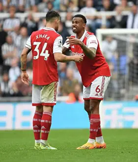 Newcastle United V Arsenal 2022-23 Prints: Arsenal's Xhaka and Gabriel Face Off Against Newcastle United in Premier League Clash (2022-23)