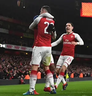 Arsenal V Chelsea - Carabao Cup 2017-18 Prints: Arsenal's Xhaka, Lacazette