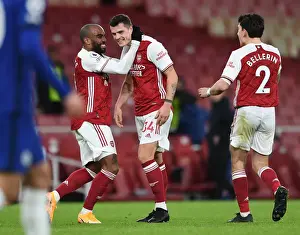 Arsenal's Xhaka and Lacazette: Celebrating a Victory Goal Over Chelsea (2020-21)
