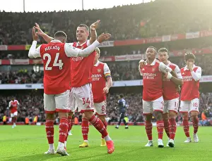 Arsenal's Xhaka and Nelson Celebrate Nelson's Goal vs Nottingham Forest (2022-23)