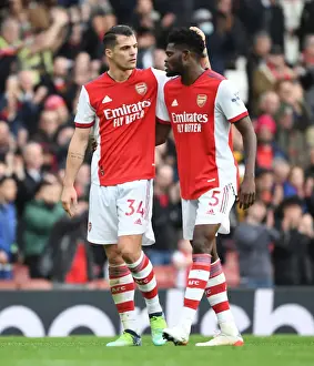 Arsenal V Manchester City 2021-22 Prints: Arsenal's Xhaka and Partey in Action against Manchester City - Premier League 2021-22