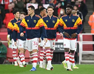 Arsenal V Southampton 2021-22 Prints: Arsenal's Xhaka and Partey Pre-Match Huddle vs Southampton (Premier League 2021-22)