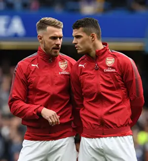 Chelsea V Arsenal 2017-18 Prints: Arsenal's Xhaka and Ramsey Prepare for Chelsea Showdown (2017-18 Premier League)
