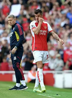 Arsenal V Wolverhampton Wanderers 2022-23 Prints: Arsenal's Xhaka Reacts to Substitution in Arsenal v Wolverhampton Wanderers (2022-23)