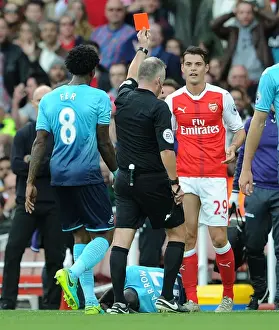 Arsenal V Swansea City 2016-17 Prints: Arsenal's Xhaka Red-Carded in Premier League Clash Against Swansea City