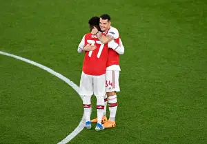 Arsenal V Eintracht Frankfurt 2019-20 Prints: Arsenal's Xhaka and Saka: United Pre-Match Bond - Arsenal vs Eintracht Frankfurt