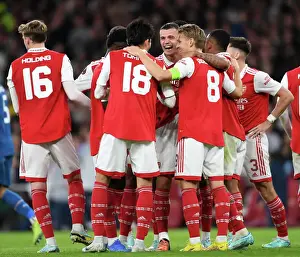 Arsenal's Xhaka Scores and Celebrates in Europa League Victory: Arsenal FC vs PSV Eindhoven, 2022-23