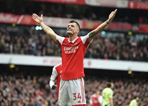 Arsenal V Leeds United 2022-23 Prints: Arsenal's Xhaka Scores Fourth Goal in Thrilling Arsenal v Leeds United Premier League Match