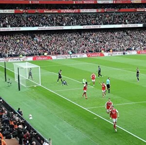 Arsenal v Crystal Palace 2022-23 Collection: Arsenal's Xhaka Scores Hat-Trick: Thrilling Celebrations Against Crystal Palace (2022-23)