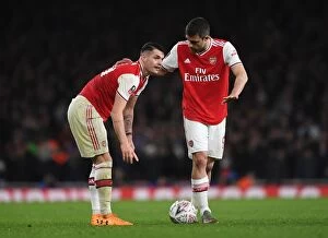 Images Dated 7th January 2020: Arsenal's Xhaka and Sokratis in Action Against Leeds United in FA Cup Third Round