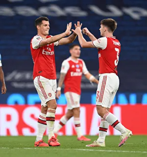 Arsenal V Manchester City - FA Cup Semi-Final 2019-20 Prints: Arsenal's Xhaka and Tierney: FA Cup Semi-Final Victors over Manchester City