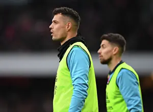 Arsenal's Xhaka Watches on During Arsenal v AFC Bournemouth Premier League Clash (2022-23)