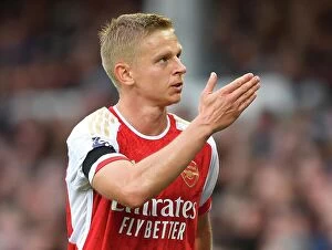 Everton v Arsenal 2023-24 Collection: Arsenal's Zinchenko Bids Farewell to Fans Amidst Everton Defeat (2023-24)