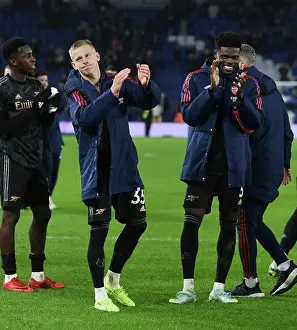 Arsenal's Zinchenko Celebrates Victory with Fans after Premier League Match vs Brighton, 2022-23