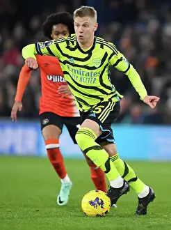Luton Town V Arsenal 2023-24 Prints: Arsenal's Zinchenko Charges Forward in Luton Town Clash (2023-24 Premier League)