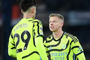 Arsenal's Zinchenko and Havertz in Deep Conversation during Luton Town Match, 2023-24 Premier League
