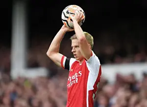 Arsenal's Zinchenko Readies Throw-In at Goodison Park: Everton vs Arsenal, Premier League 2023-24