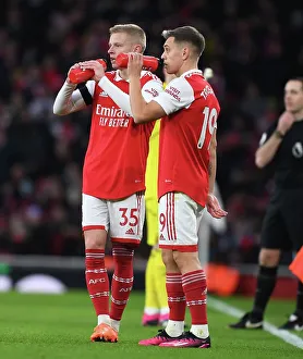 Arsenal V Brentford 2022-23 Prints: Arsenal's Zinchenko and Trossard Clash in Arsenal vs