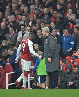 Arsenal V Tottenham Hotspur 2017-18 Prints: Arsene Wenger and Alexandre Lacazette