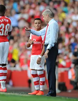 Arsenal V Benfica 2014-15 Prints: Arsene Wenger and Alexis Sanchez: Arsenal's Dynamic Duo at the Emirates Cup, 2014