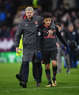 Burnley V Arsenal 2017-18 Prints: Arsene Wenger and Alexis Sanchez: Celebrating Arsenal's Victory over Burnley