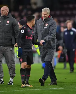 Burnley V Arsenal 2017-18 Prints: Arsene Wenger and Alexis Sanchez: Celebrating Arsenal's Victory over Burnley