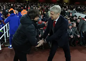 Arsenal V Chelsea 2017-18 Prints: Arsene Wenger and Antonio Conte: A Pre-Match Encounter at the Emirates - Arsenal v Chelsea