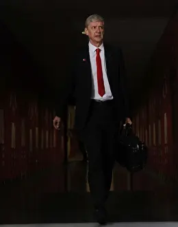 Arsenal V Anderlecht 2014/15 Prints: Arsene Wenger Arrives at Arsenal Changing Room before Arsenal v Anderlecht
