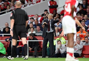 Arsenal V West Bromwich Albion - Carling Cup 2009-10 Prints: Arsene Wenger the Arsenal Manager appeals for a foul