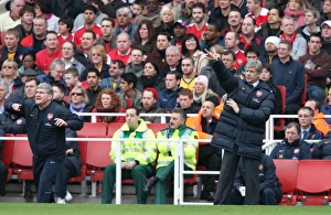 Arsenal v Fulham 2008-9 Gallery: Arsene Wenger the Arsenal Manager and his assistant Pat Rice