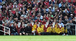 Arsenal v Manchester United 2010-2011 Collection: Arsene Wenger the Arsenal Manager on the bench. Arsenal 1: 0 Manchester United