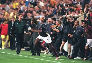 Arsene Wenger the Arsenal Manager celebrates at the final whistle