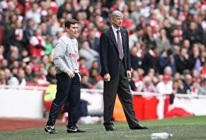 Arsenal v Birmingham City 2009-10 Collection: Arsene Wenger the Arsenal Manager with Doctor Gary O Driscoll