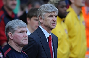 Arsenal v Liverpool 2010-2011 Collection: Arsene Wenger the Arsenal Manager during the minutes silence in honour of Arsenal Director Danny